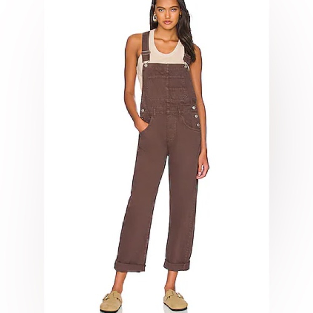 We The Free Ziggy Denim Overall in Mocha- Size Small
